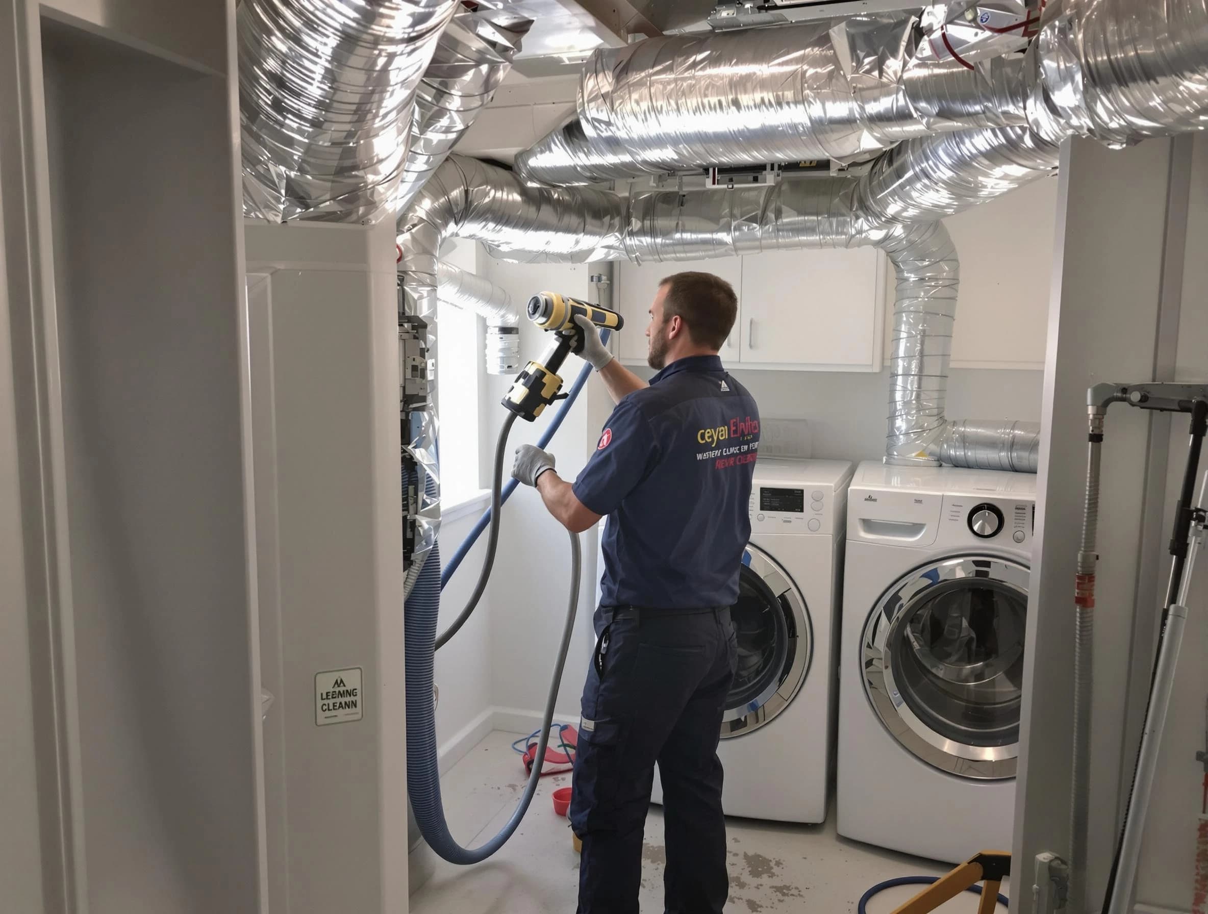 Erie Dryer Vent Cleaning specialist using advanced equipment for thorough duct cleaning in Erie