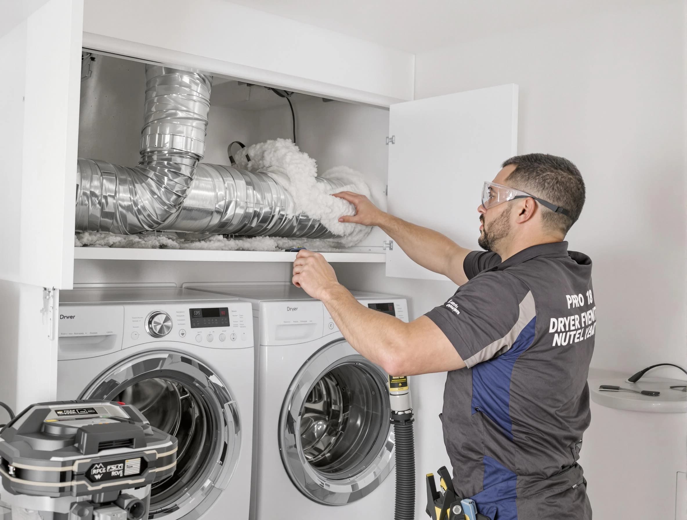 Erie Dryer Vent Cleaning certified technician performing specialized gas dryer vent cleaning in Erie