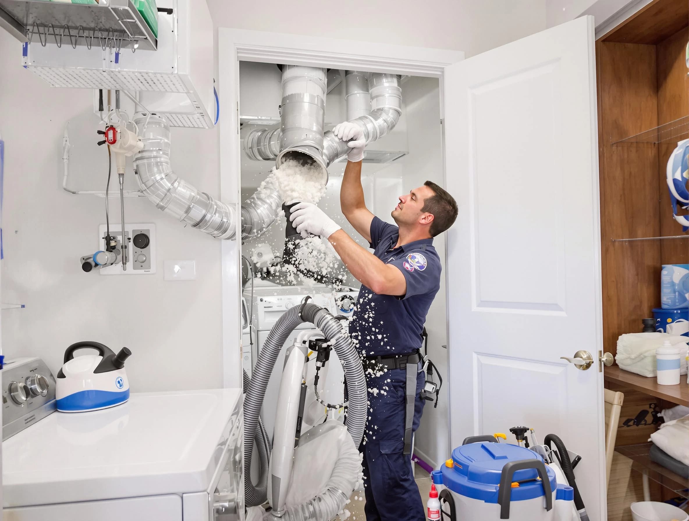 Erie Dryer Vent Cleaning technician delivering thorough residential dryer vent cleaning service in Erie